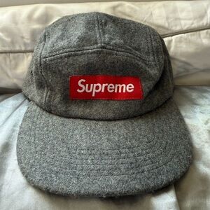 Supreme 5 Panel Gray Wool Cap Hat
